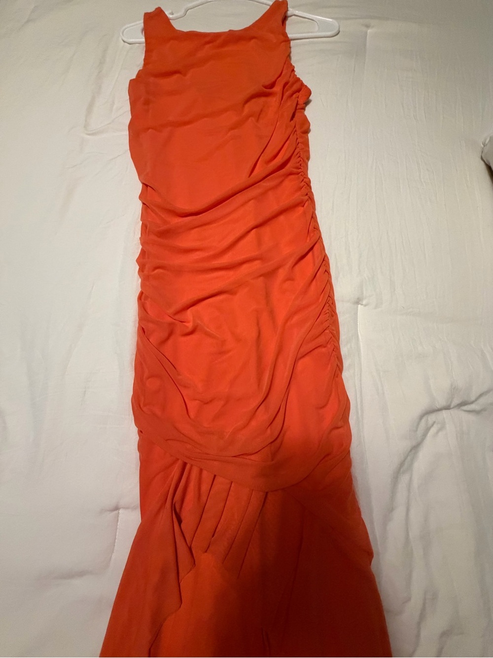 Zesica Orange Ruched Bodycon Mermaid Dress - Medium - Picture 7 of 8